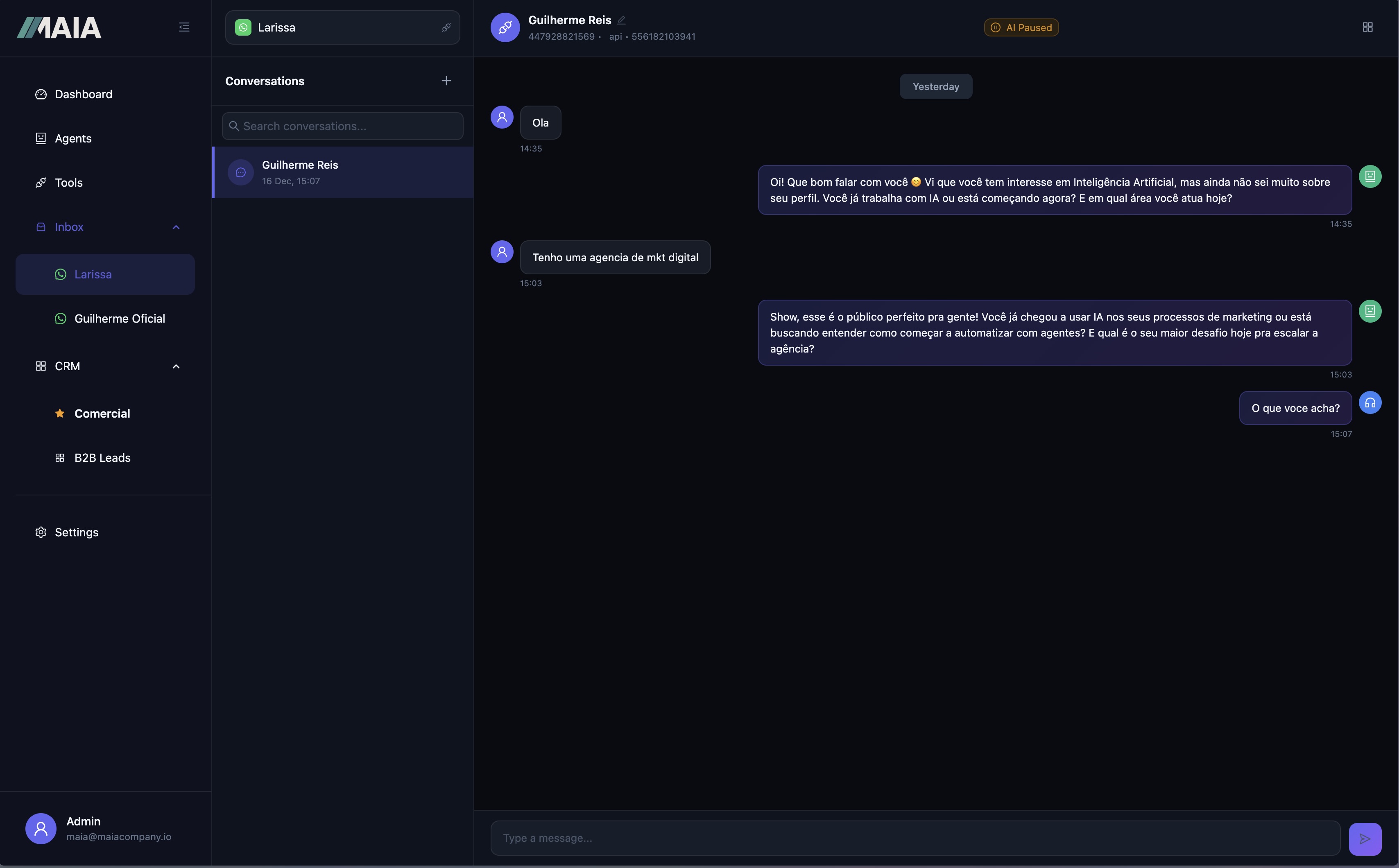 Interface de mensageria unificada MAIA